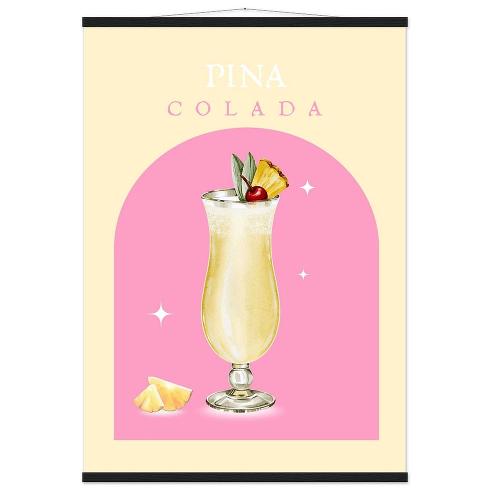 Miniaturbild: Pina Colada Cocktail – Tropical Watercolor Art Print mit Leisten