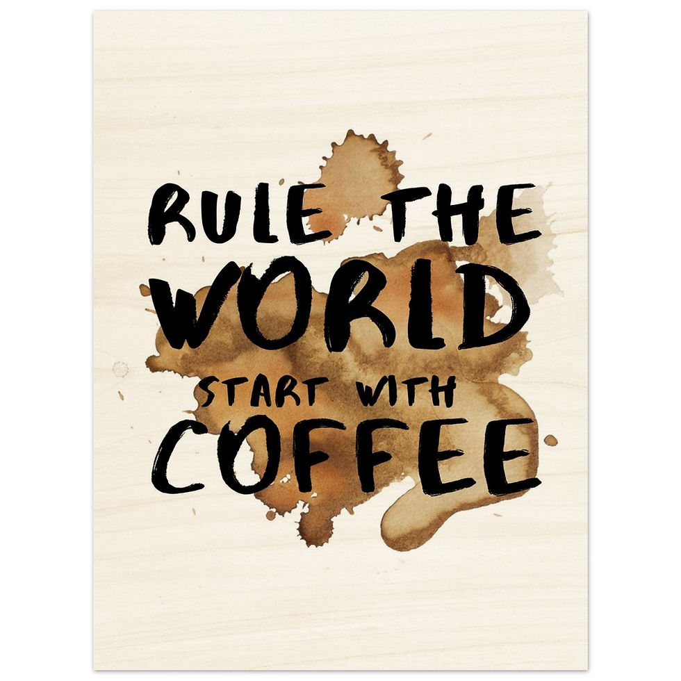 Miniature : Rule the World - Holzdrucke mit Kaffeeflecken-Design