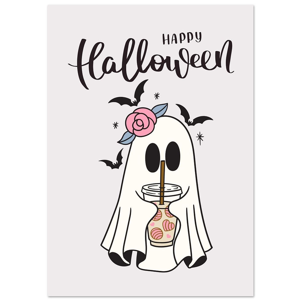 Spooky-Sweet Ghost Latte - Happy Halloween Art Print