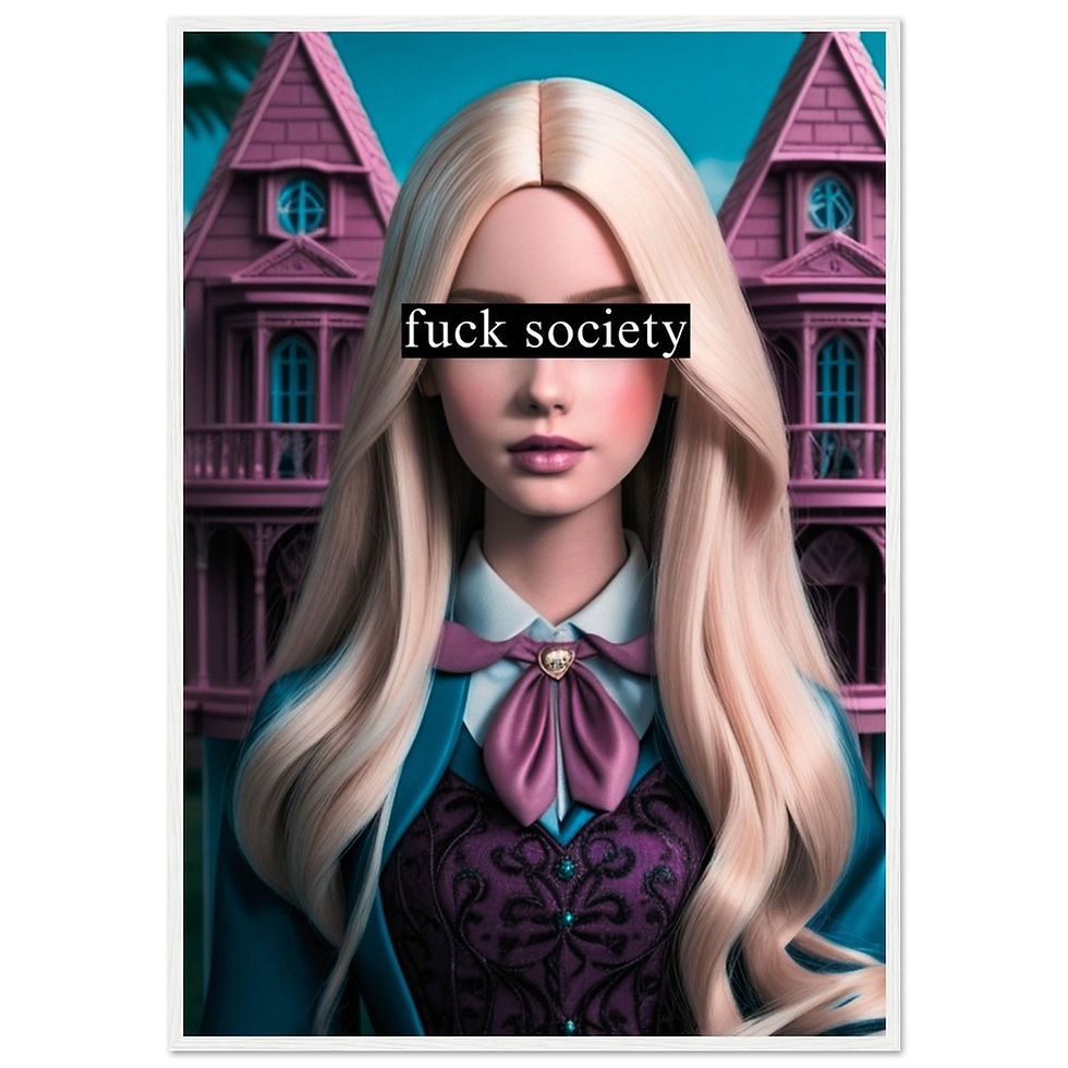 Thumbnail: f**k society - Art Print mit Holzrahmen
