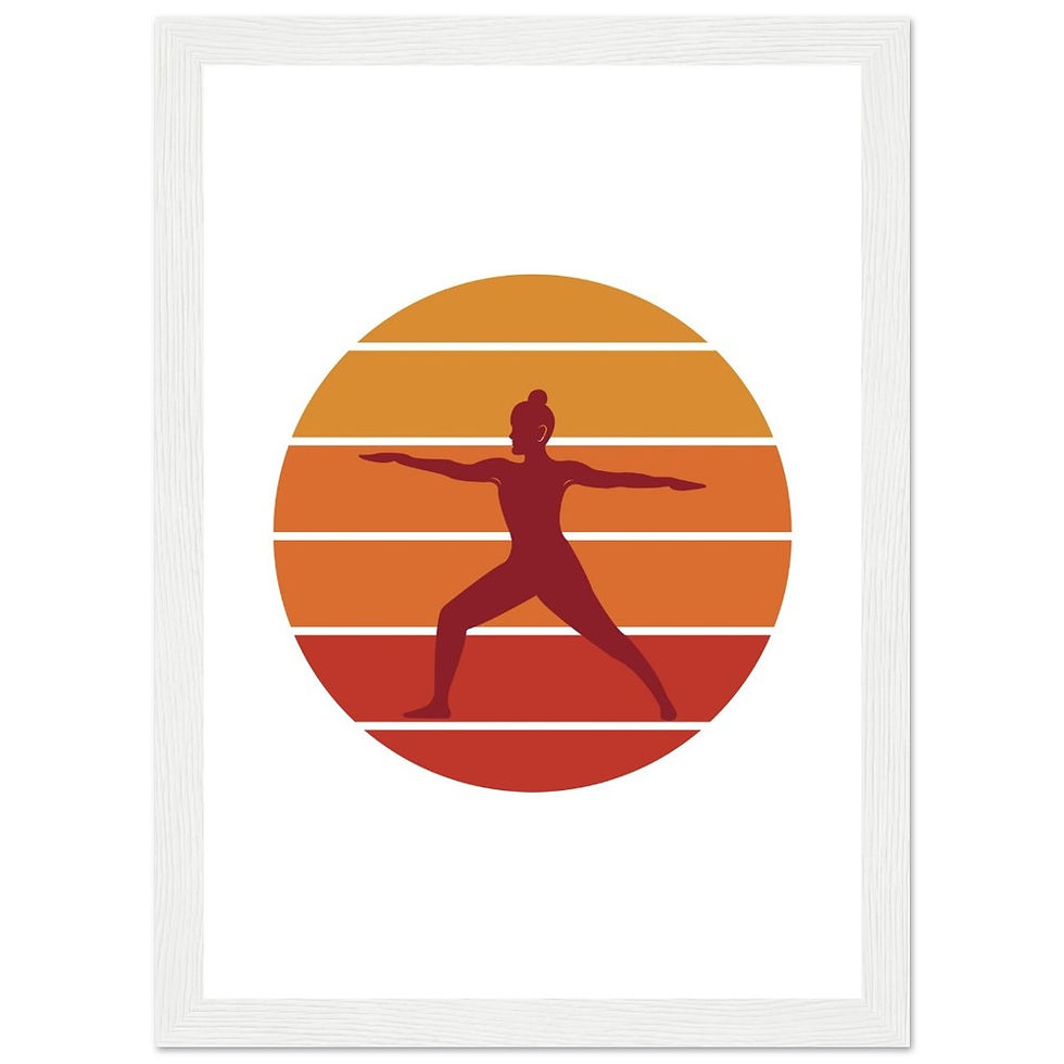 Miniaturbild: Yoga Silouette Frau Krieger II - Art Print mit Holzrahmen