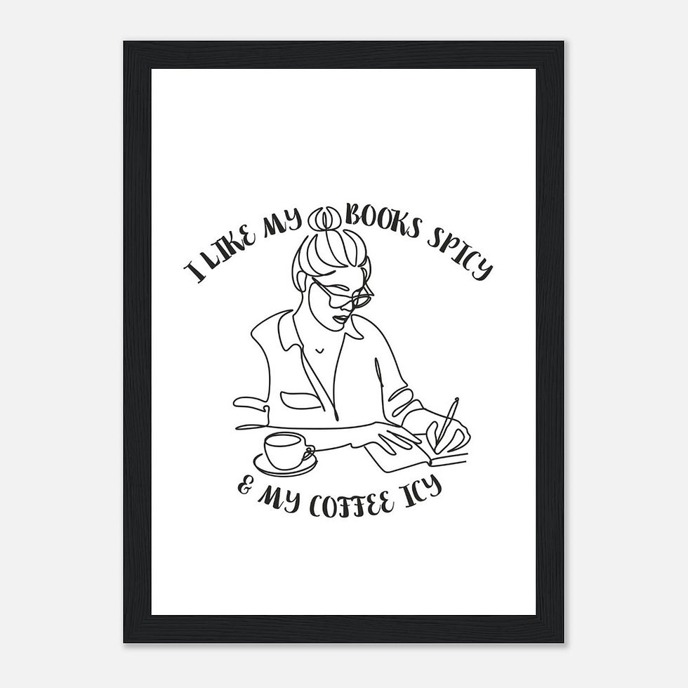 Miniature : Frau m. Buch am Schreibtisch die gerne liest u. Kaffee trinkt; Art Print Holzr.