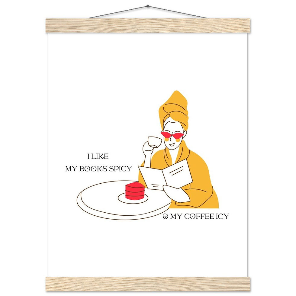 Miniature : Frau mit Buch die gerne liest und Kaffee trinkt in Farbe - Art Print mit Leisten