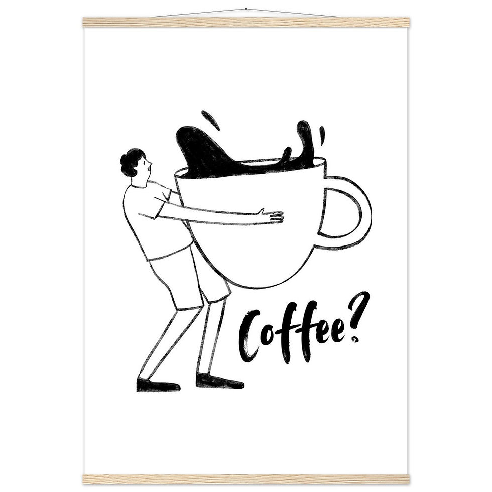 Thumbnail: Coffee? - Minimalistischer Kaffee-Liebhaber Art Print mit Leisten