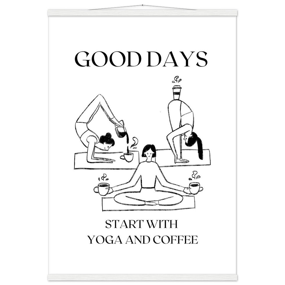 Thumbnail: GOOD DAYS START WITH YOGA AN COFFEE - Art Print mit Leisten