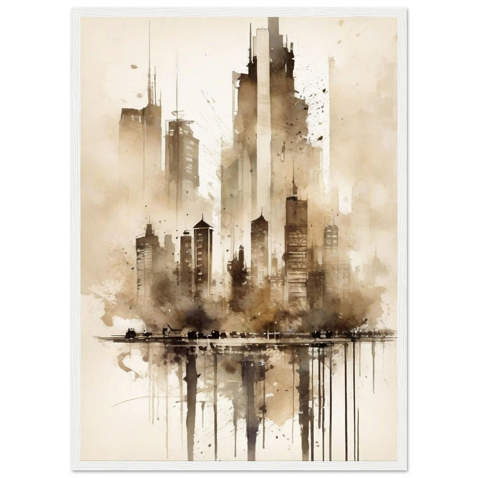 Thumbnail: Urbane Aquarelle - Art Print mit Holzrahmen