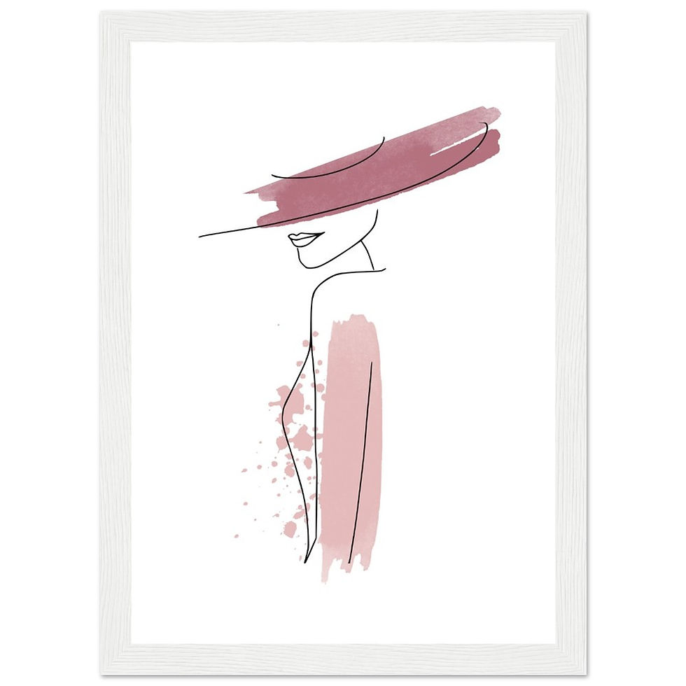 Thumbnail: Frau im Stil von Line Art - Art Print mit Holzrahmen