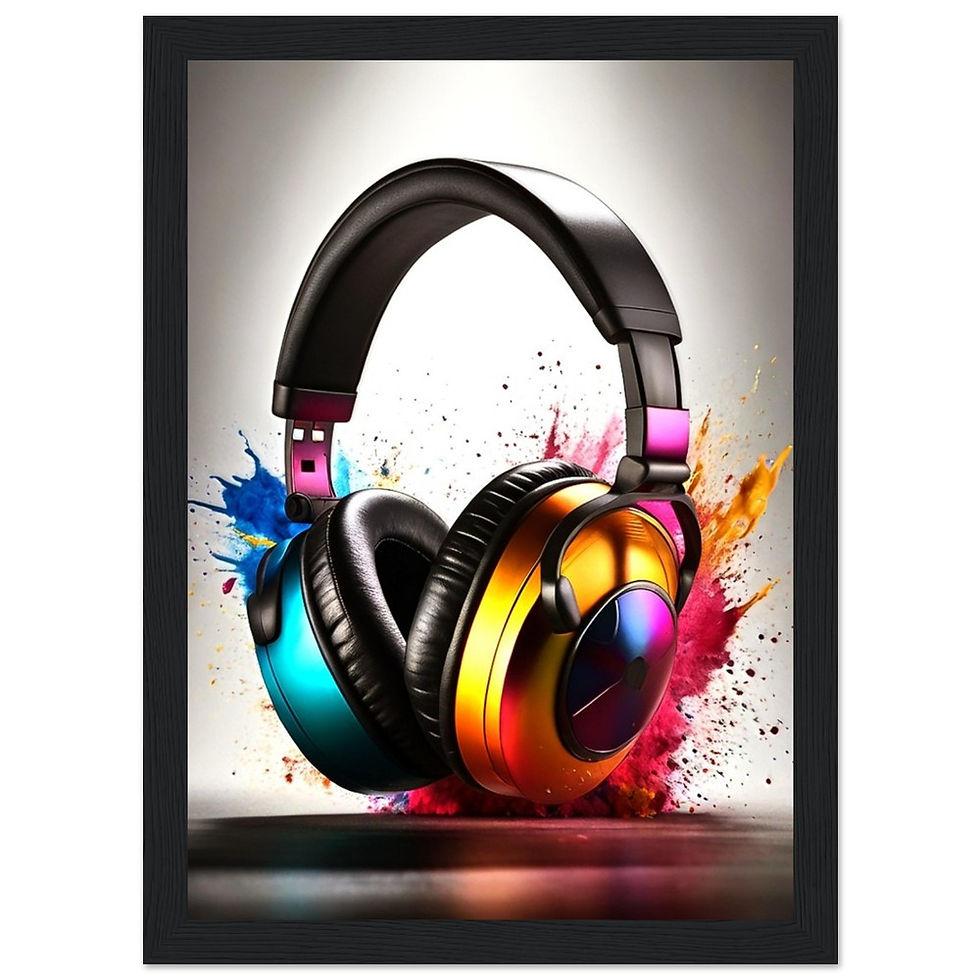 Miniature : Headphone - Art Print mit Holzrahmen