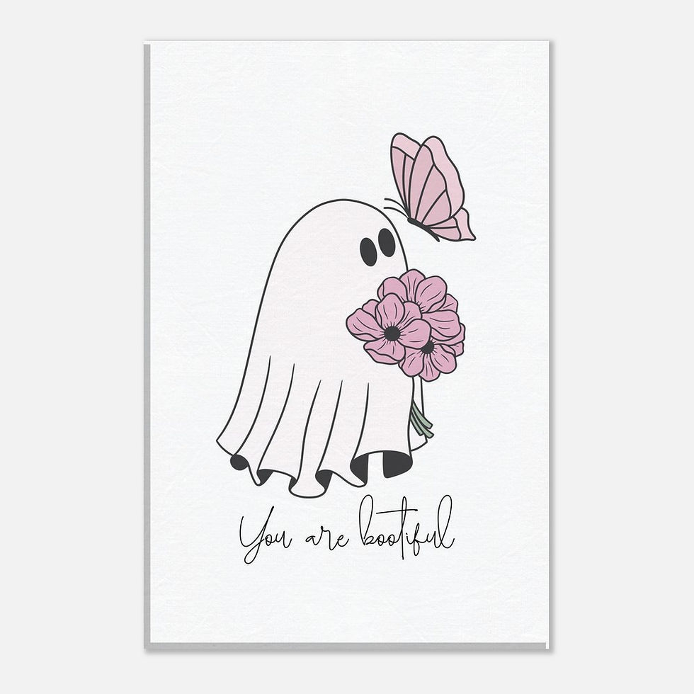 You Are Boo-tiful! - Süßer Geist mit Blumen & Schmetterling Leinwanddruck