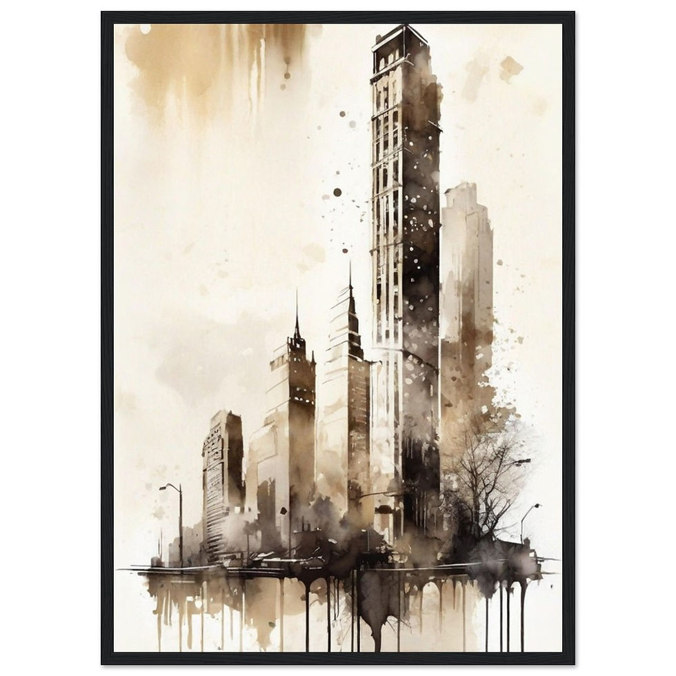 Miniatura: Urbane Aquarelle II - Art Print mit Holzrahmen