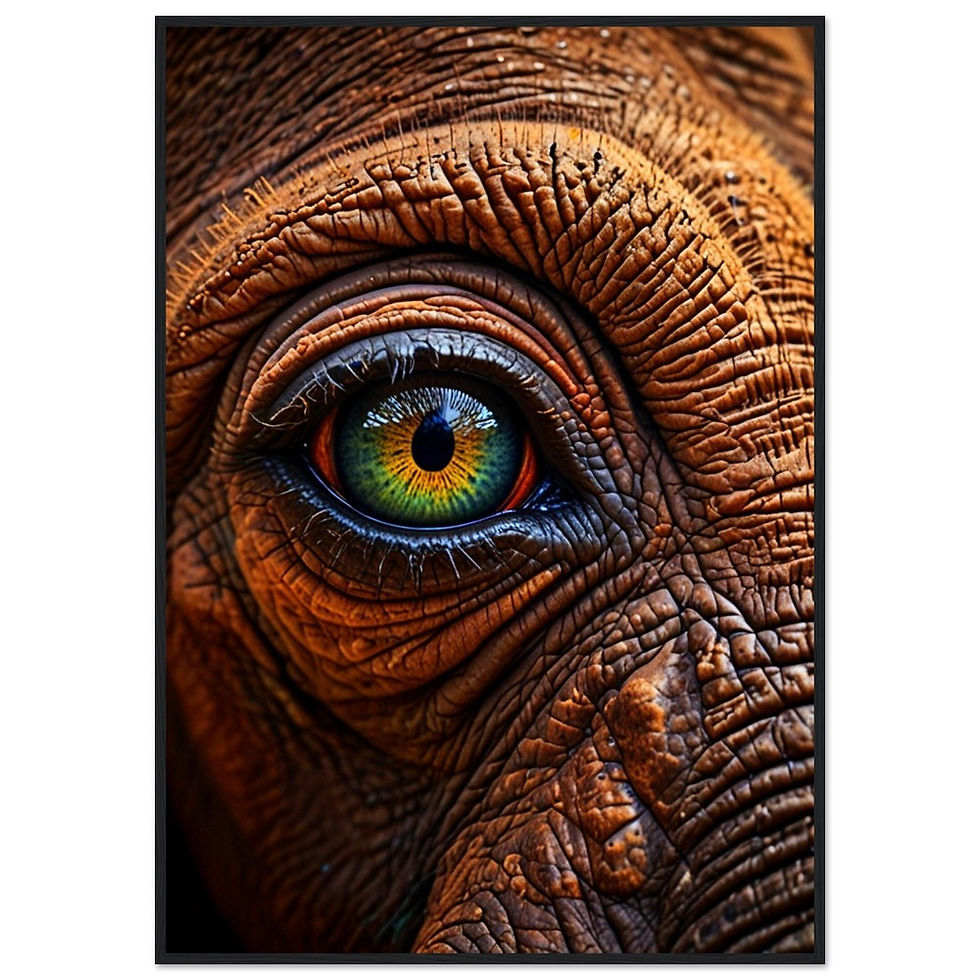 Miniatura: Elephant Eye - Art Print mit Holzrahmen