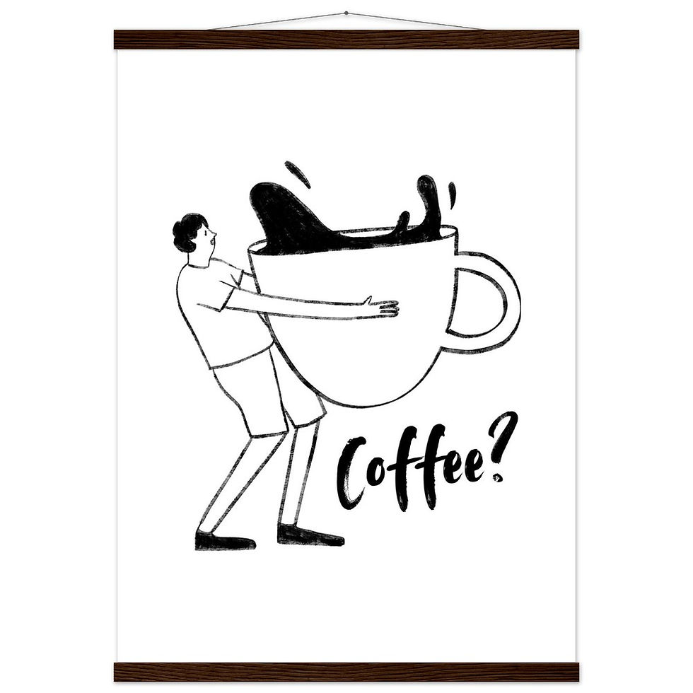 Miniature : Coffee? - Minimalistischer Kaffee-Liebhaber Art Print mit Leisten