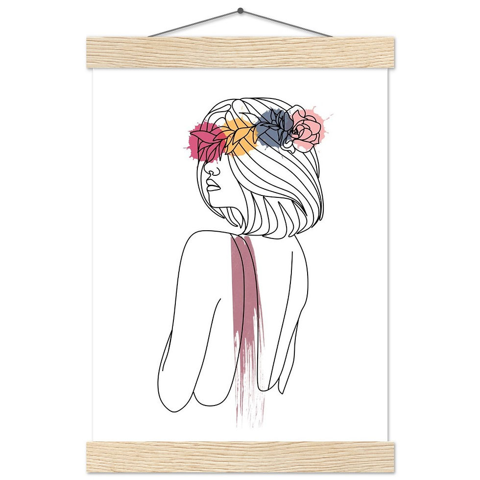 Thumbnail: Line Art Frau V - Art Print mit Leisten