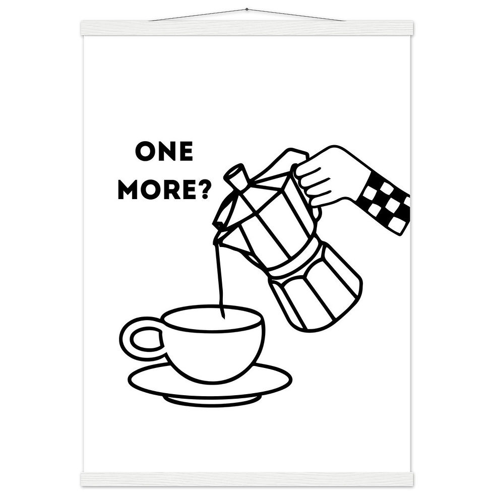 Miniature : One More? Minimalist Coffee Art Print – Vintage Look mit Leisten in deiner Wahl