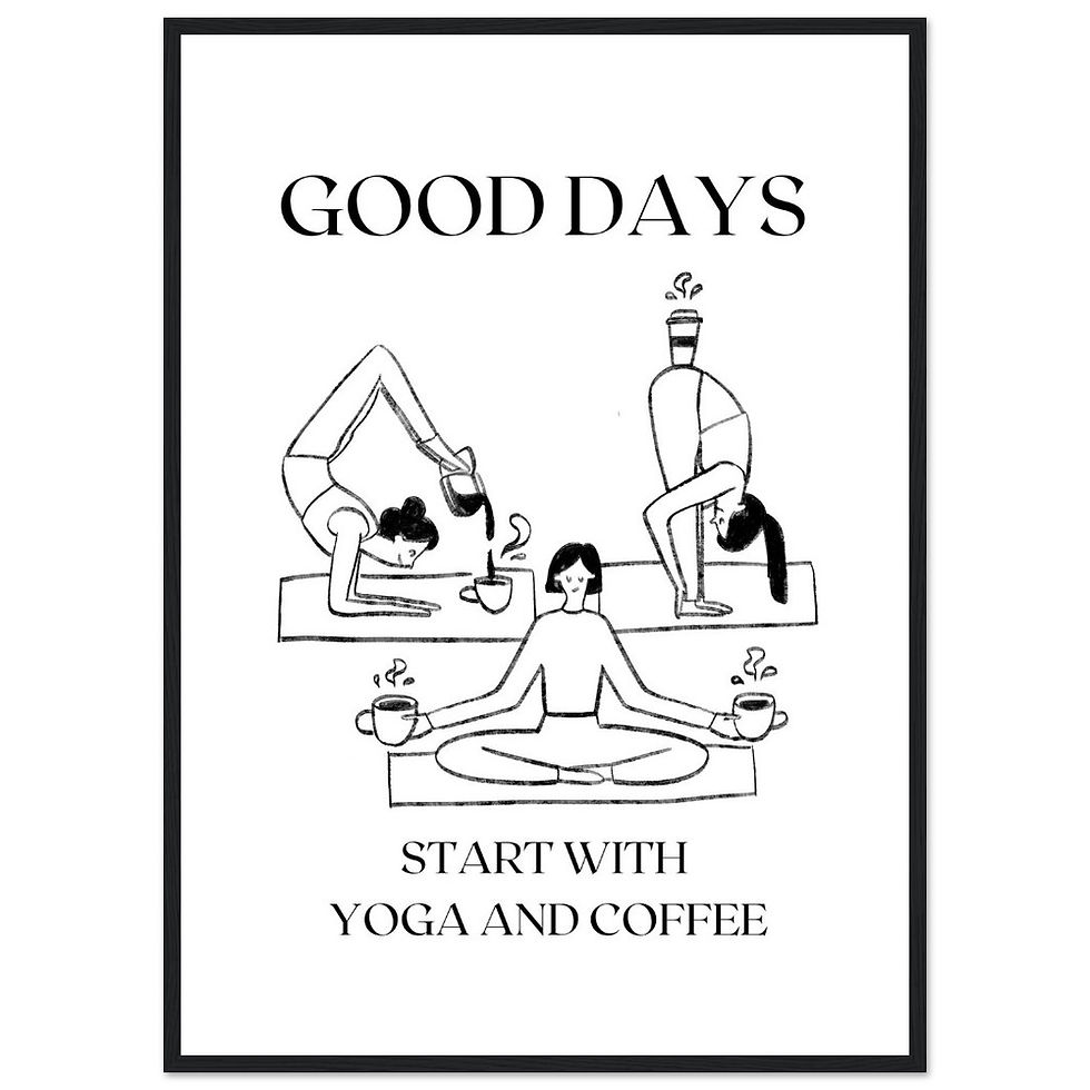 Miniaturbild: GOOD DAYS START WITH YOGA AN COFFEE - Art Print mit Holzrahmen