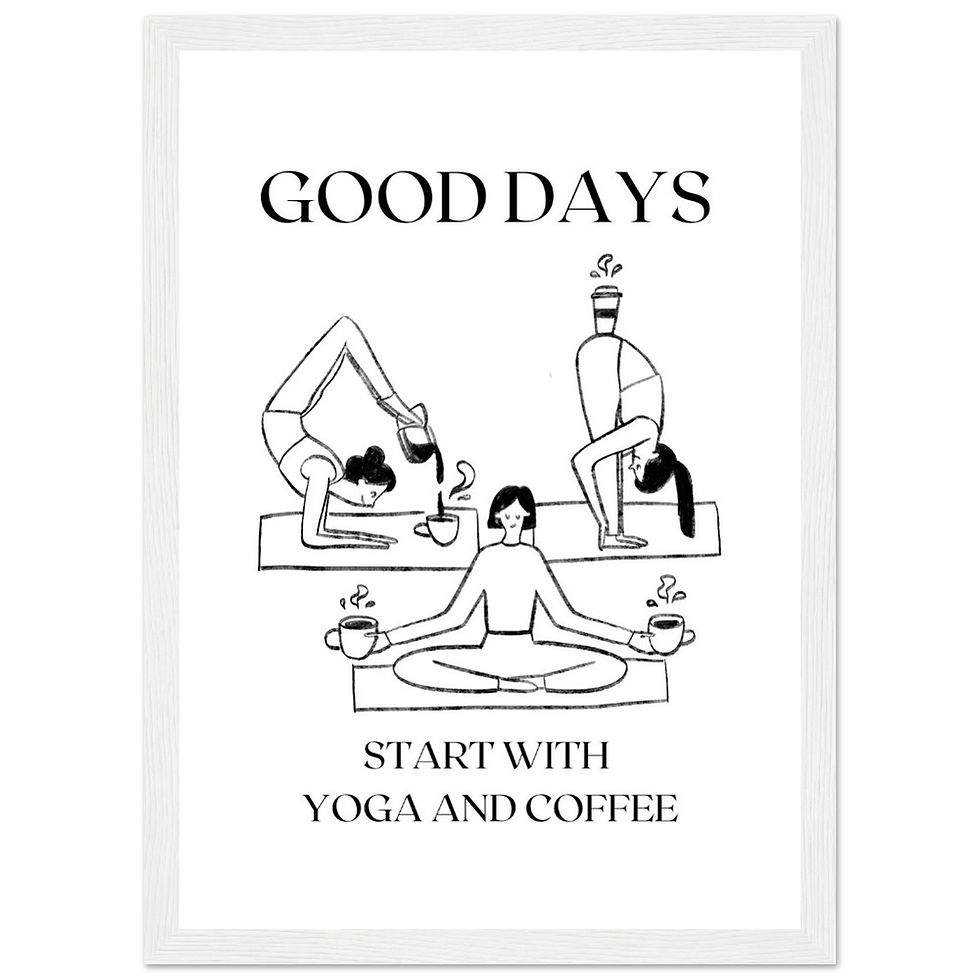 Miniaturbild: GOOD DAYS START WITH YOGA AN COFFEE - Art Print mit Holzrahmen