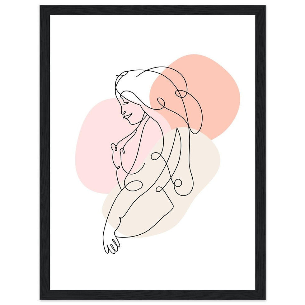 Miniaturbild: Frau im Stil von Line Art II - Art Print mit Holzrahmen
