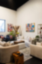 Geometric in Teal Canvas Print on wall in chic living room space - at an angle
