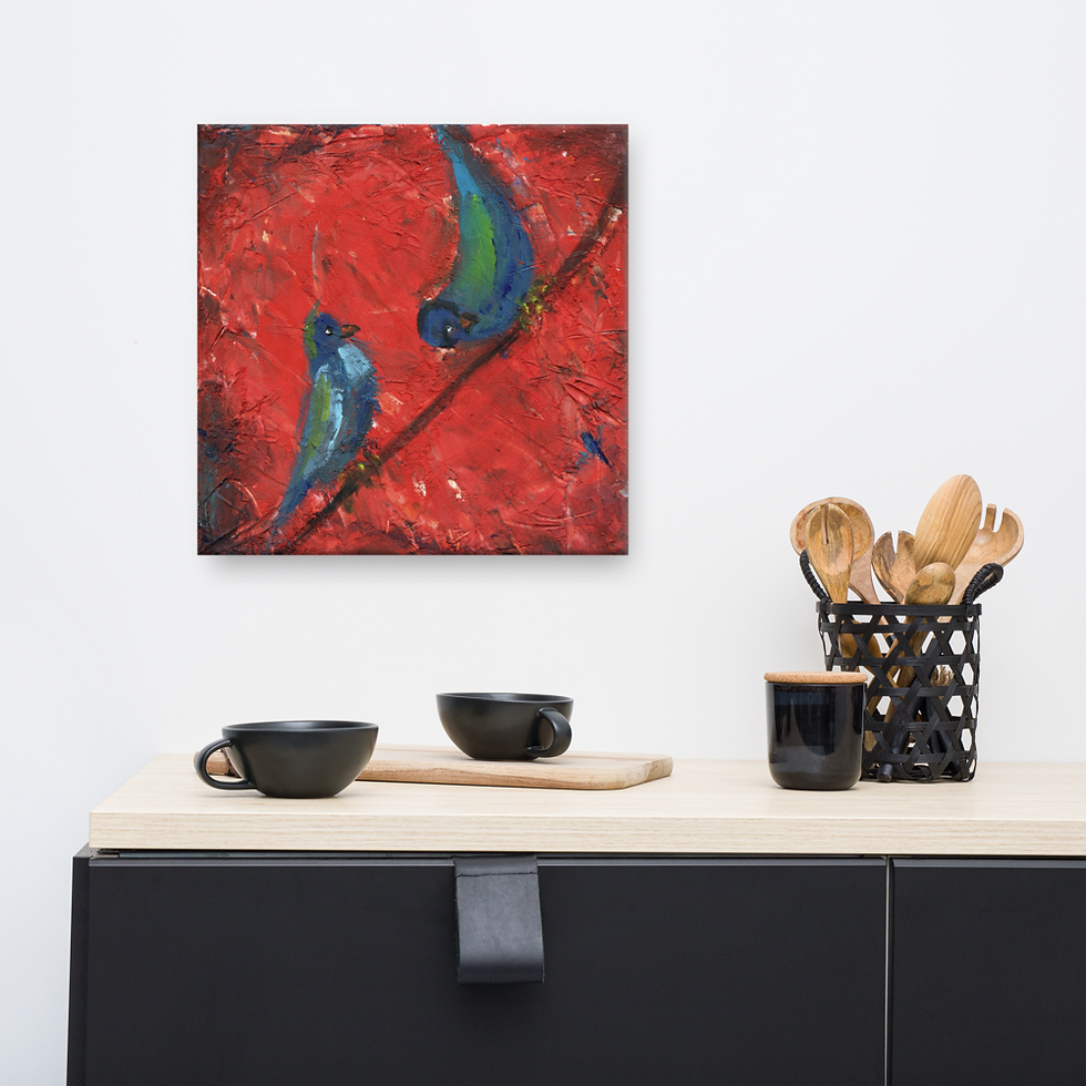 Thumbnail: Love Birds Art Print in modern kitchen