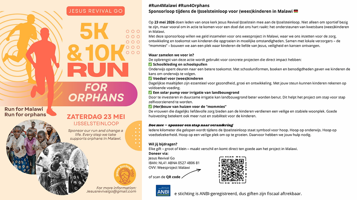 #Run4Malawi #Run4Orphans Sponsorloop tijdens de IJsselsteinloop voor (wees)kinderen in Mal