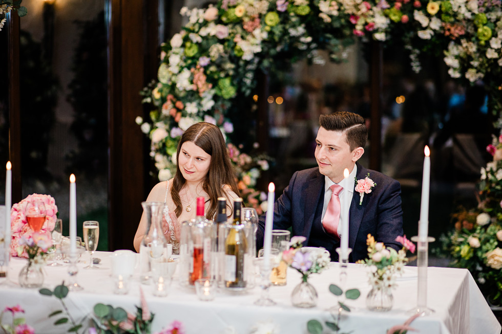 bride and groom on a sweetheart table