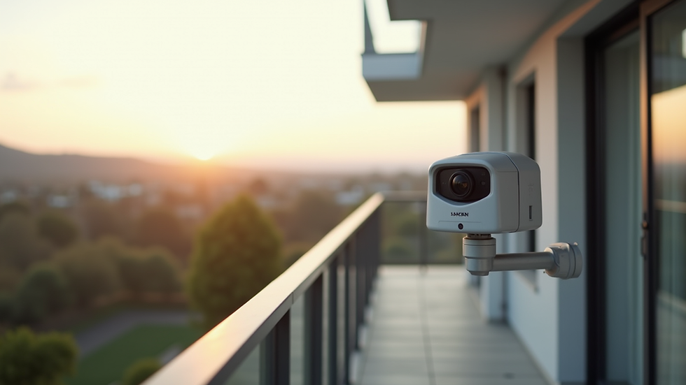 Eye-level view of modern cam balkon system on a residential balcony