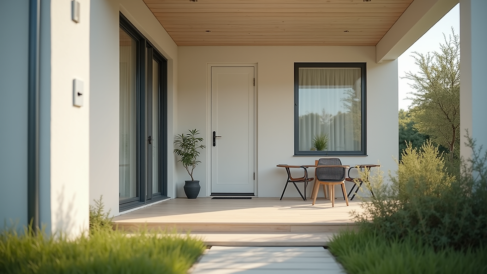 Eye-level view of a modern home featuring PVC doors and windows