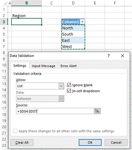 Drop Down - Linking the Table