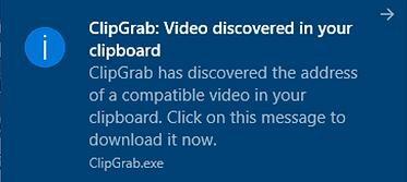 ClipGrab Clipboard Notification
