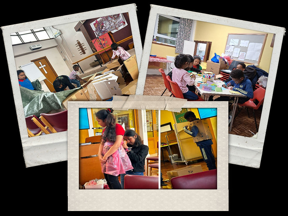 Junior Fundraiser 2025: Building a shelter, cards for Whitechapel Mission, Making junk fashion