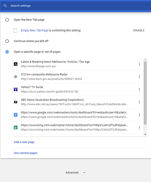 Chrome - Select Advanced