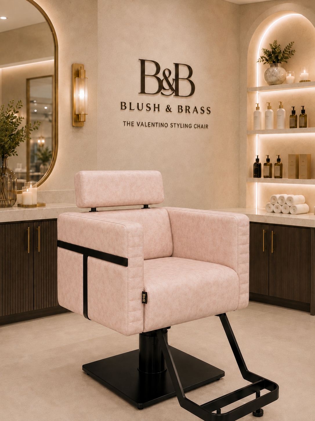 Valentina Styling Chair – Blush & Noir