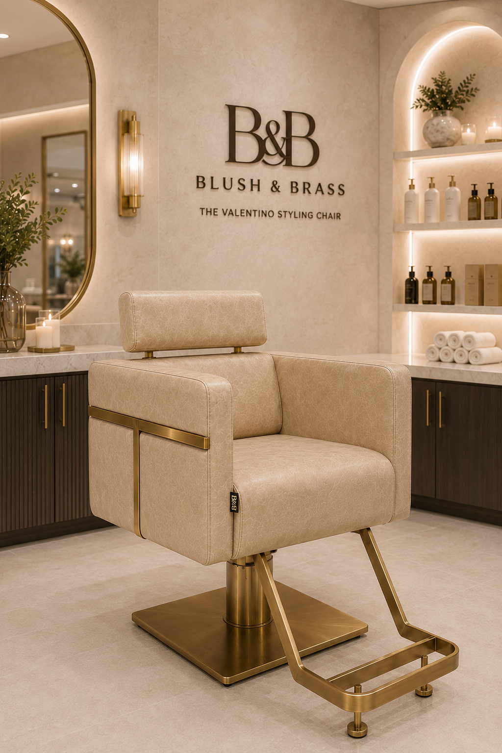 Valentina Styling Chair – Cashmere & Brass