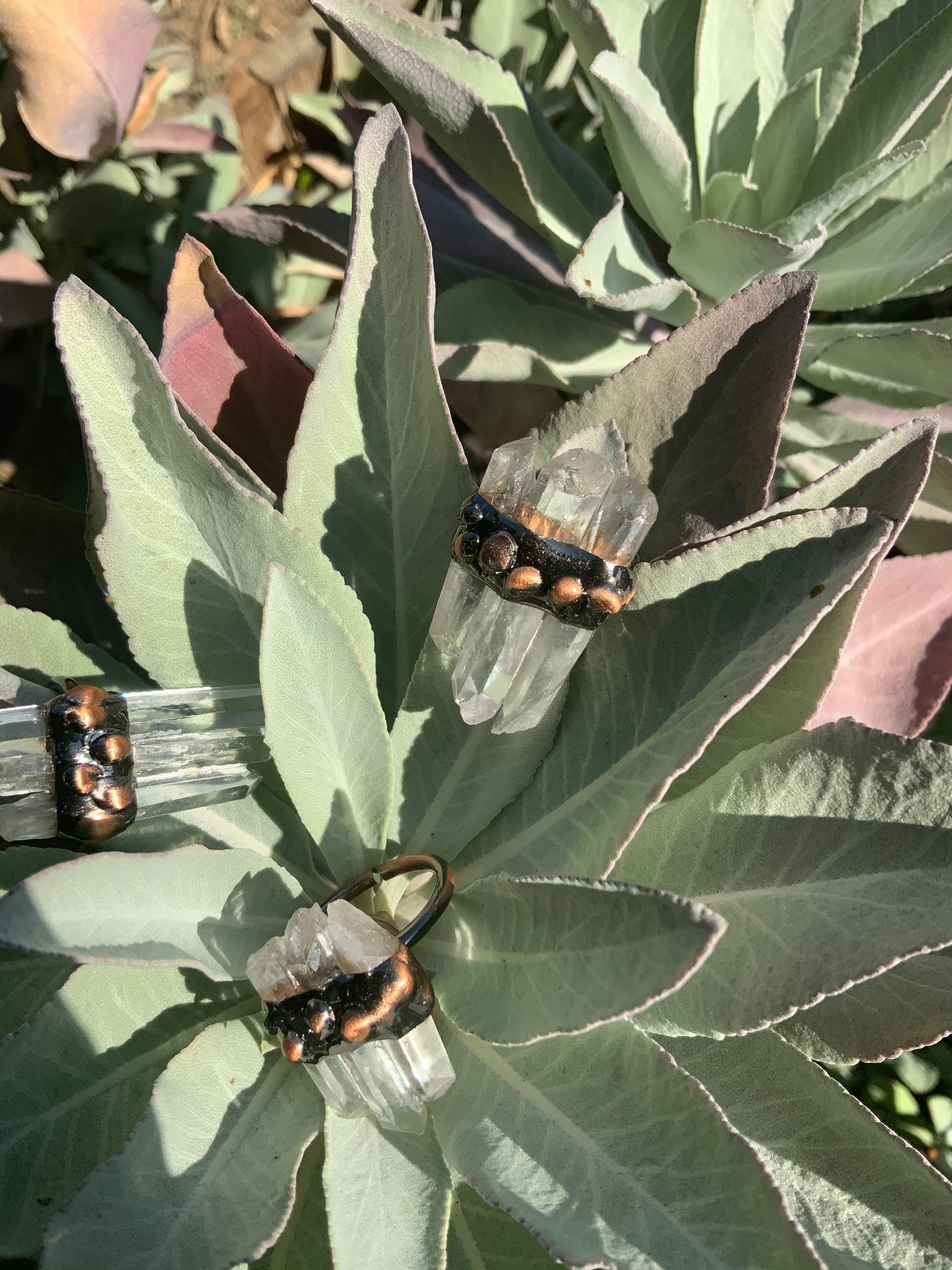 Three Quartz Point Ring
