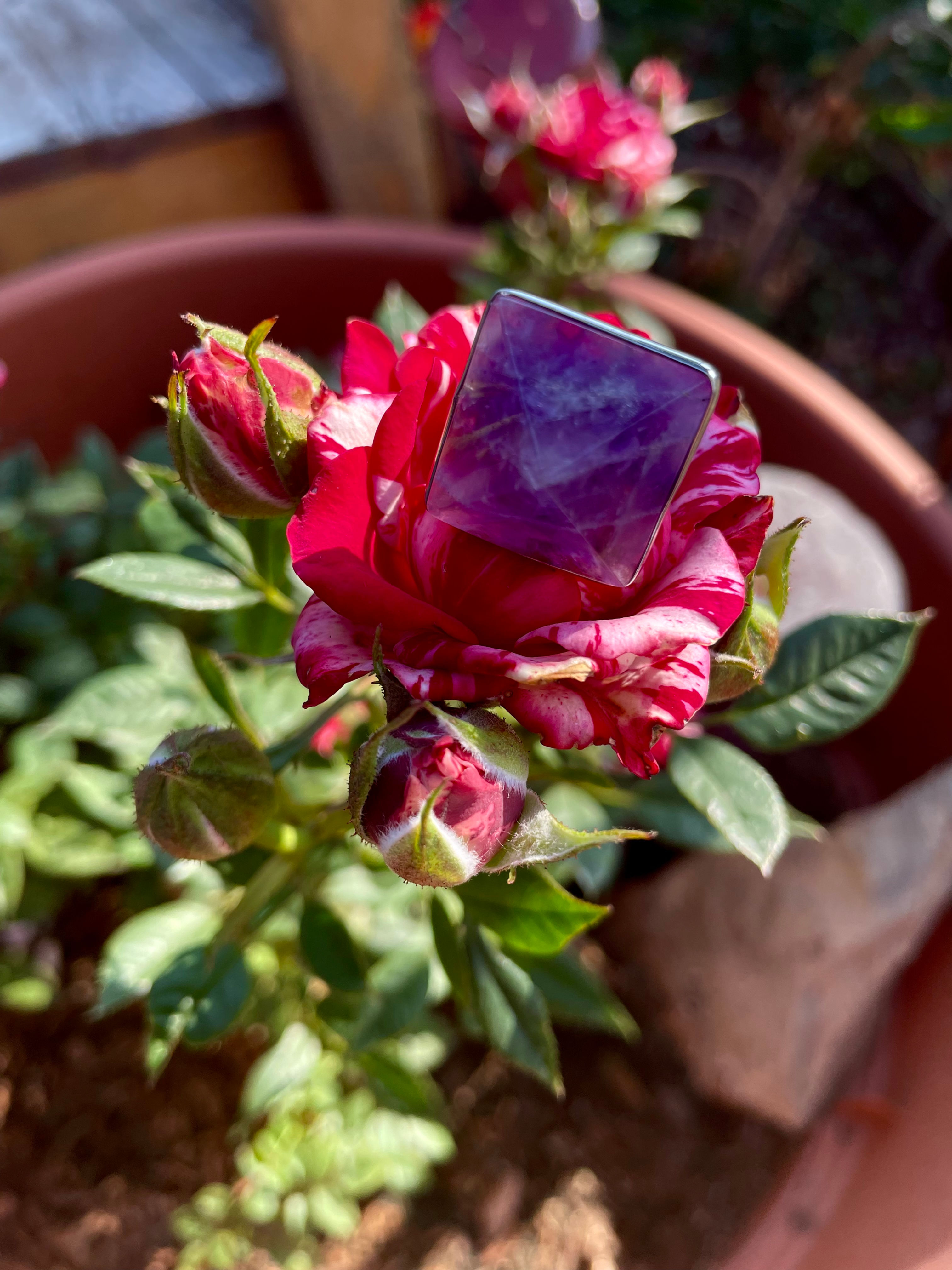 Amethyst Pyramid  Spirituality Ring