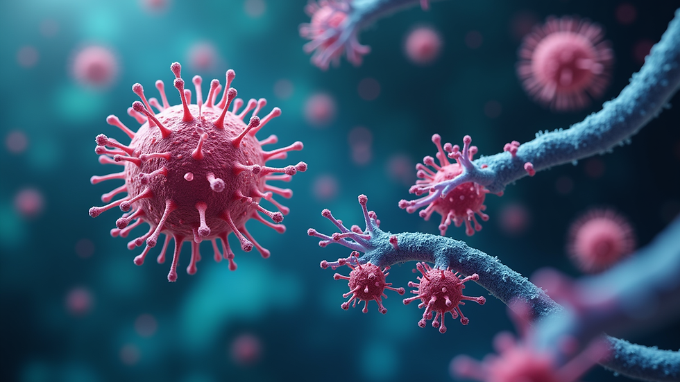 Close-up view of the gut’s neural network and immune cells interacting