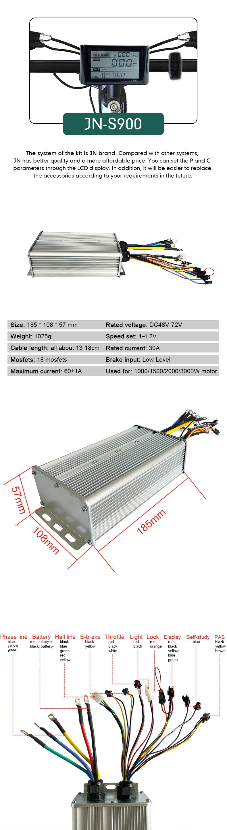 Thumbnail: Hub Kit Fatbike 72V 3000W or 5000 watt JN Ebike Conversion Kit Brushless Rear Ro