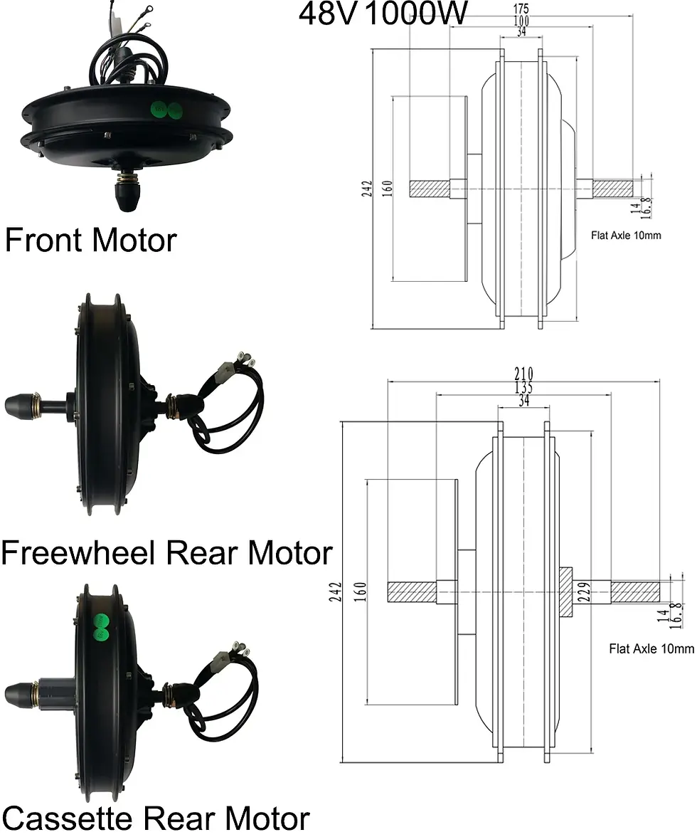 Thumbnail: EBIKE Front Wheel 36V 48V 500W 1000W 1500W Rear Freewheel