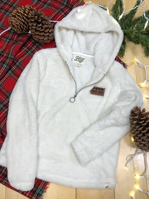 hooded sherpa pullover