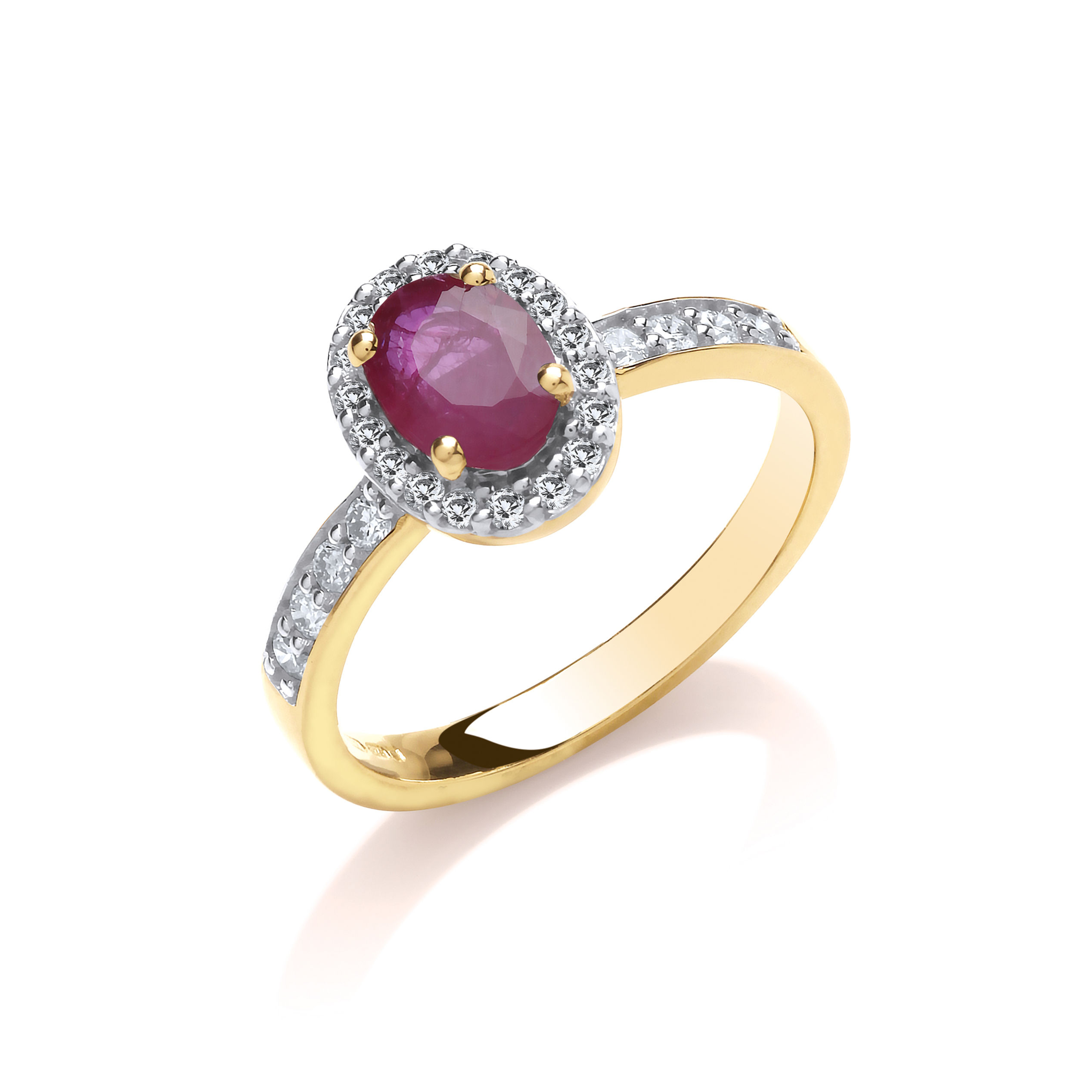9ct Diamond & Oval Ruby yellow Gold Ring