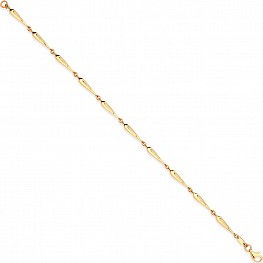 Yellow gold Elongated Teardrop Link Ladies Bracelet