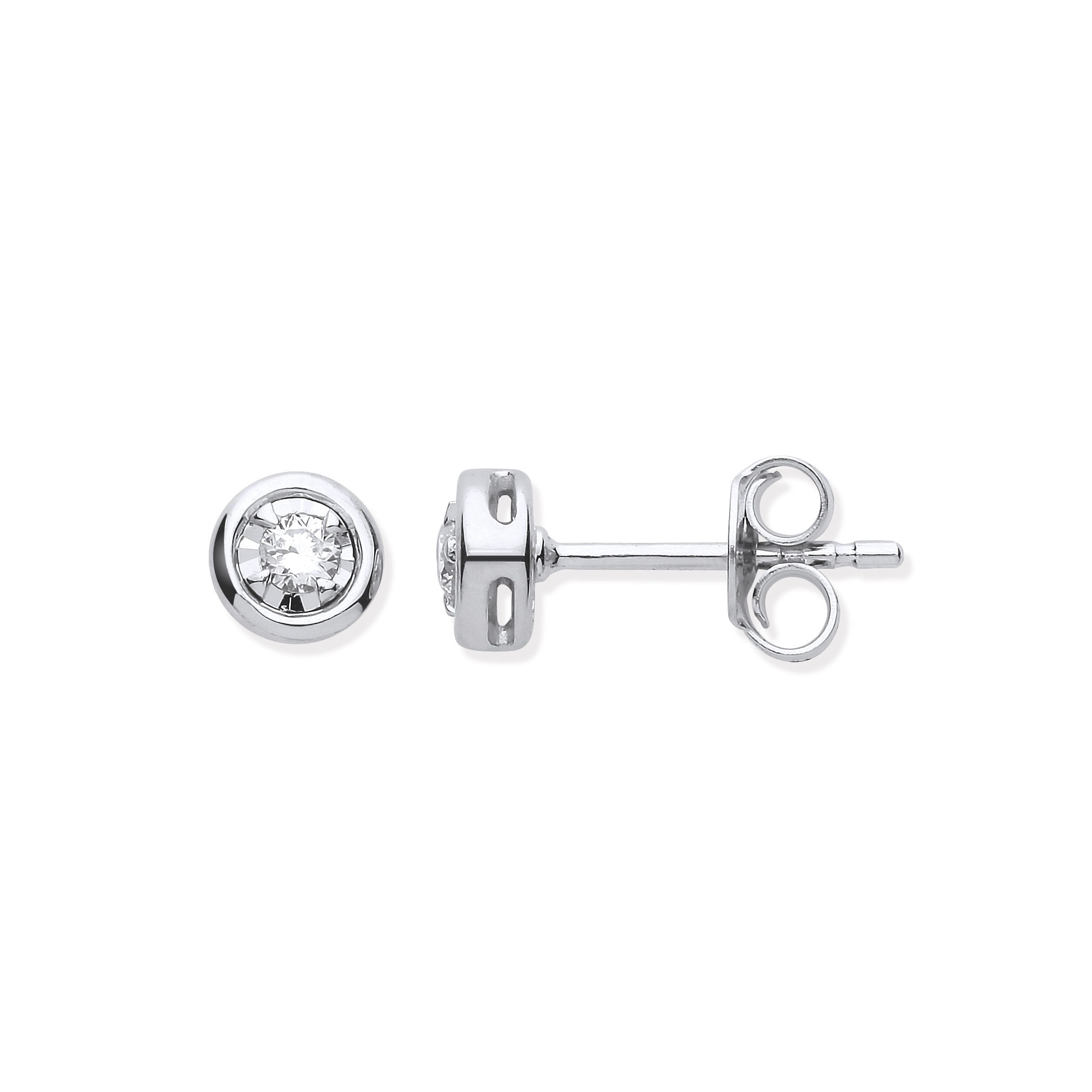 9ct White Gold Rub-Over Illusion Set 0.25ctw Diamond Studs