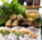 X8. Banh Hoi with Lemongrass pork and spring rolls