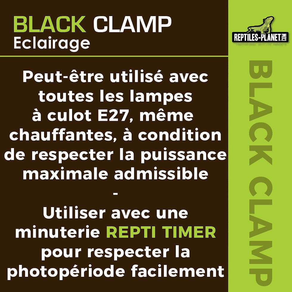 Miniatura: Black Clamp 14 - Supporto per Lampadina con Morsetto per Terrario - Ø 14 cm - H 16 cm
