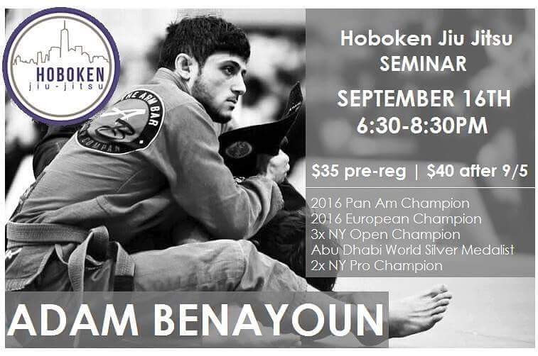 Here on this flyer for a seminar for my friend Adam we see an example of a Jiu Jitsu resume listed below all the other important details