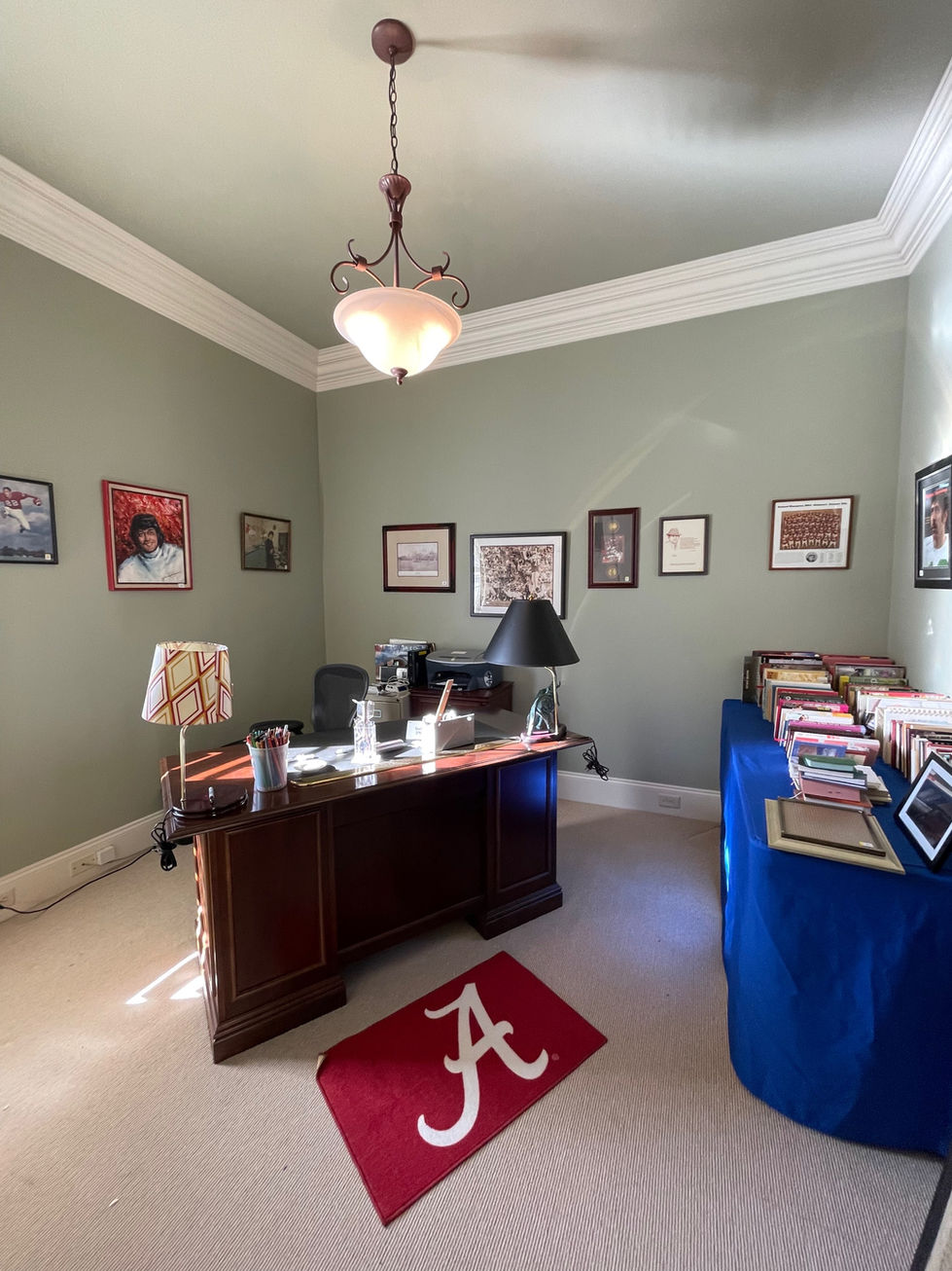a red rug with the letter a on it