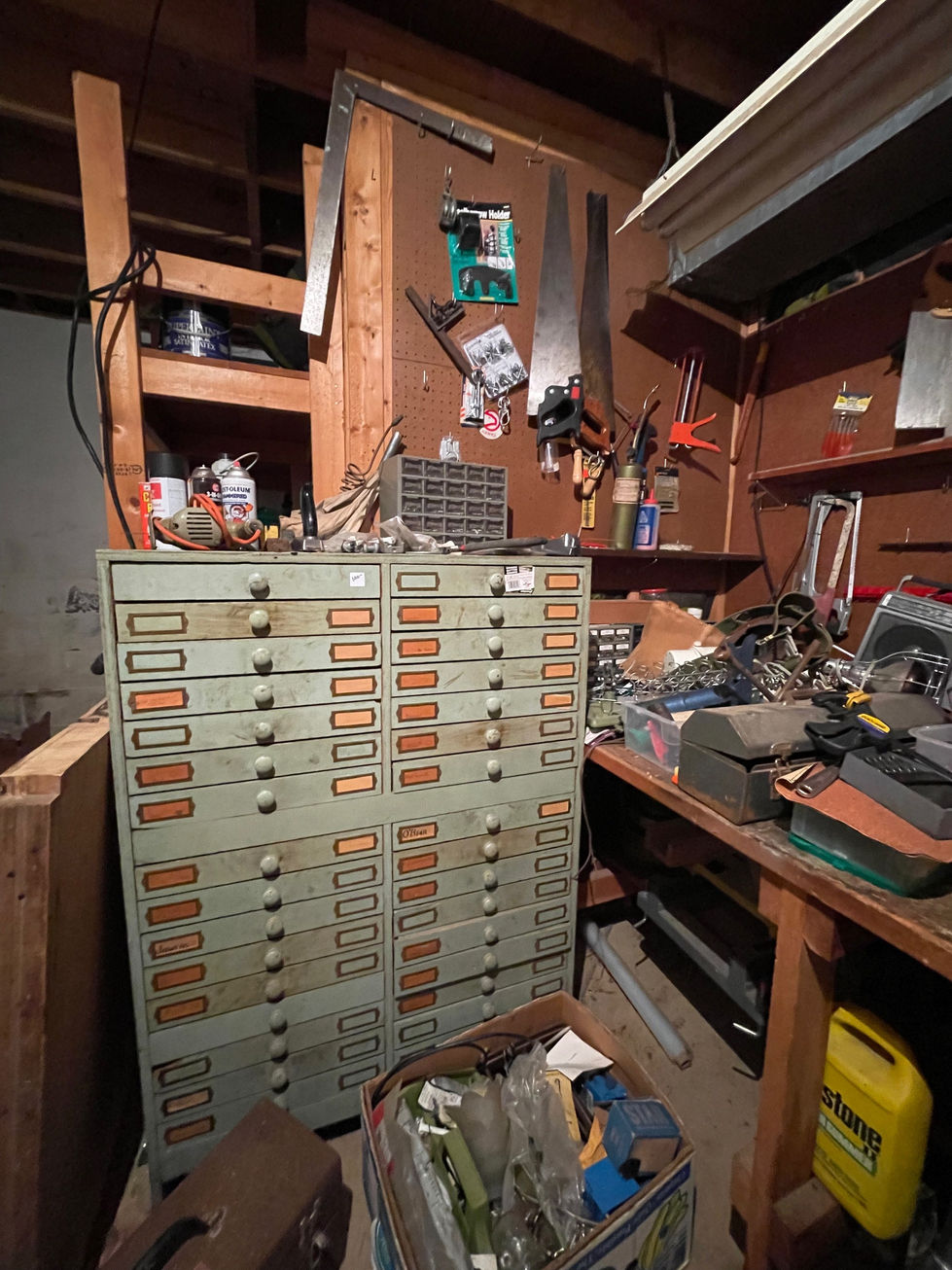 a drawer with a label that says ' stanley ' on it