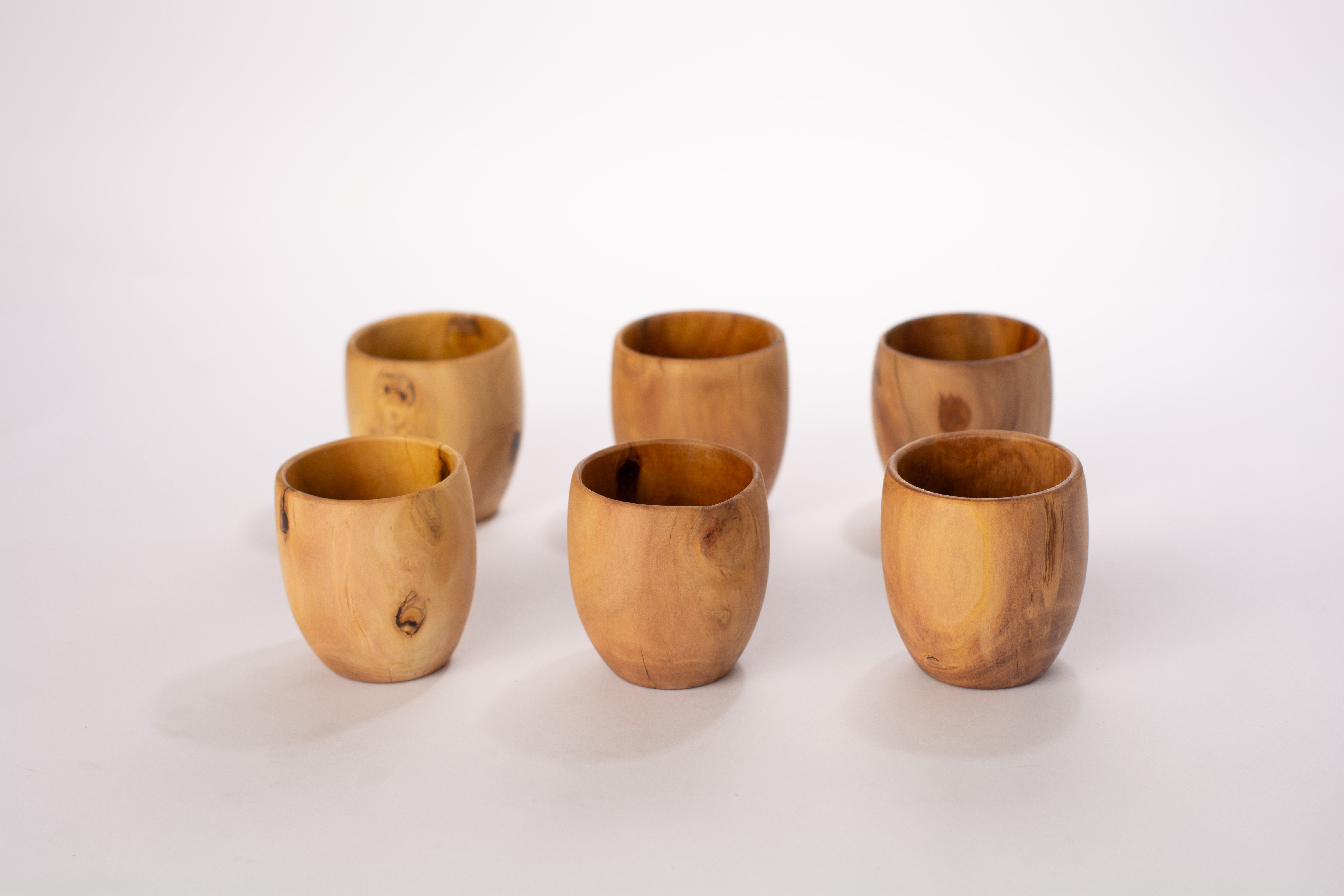 Kit 6 copos madeira de café