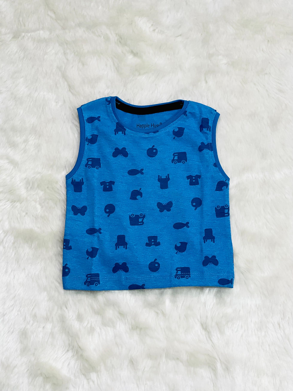 Boys Navy Blue Multiple Design AOP Sleeveless