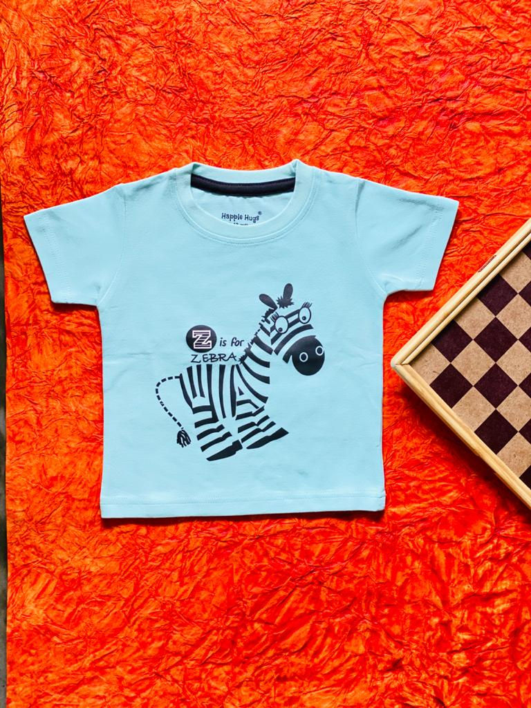 Boys Sky Blue Zebra Tshirt